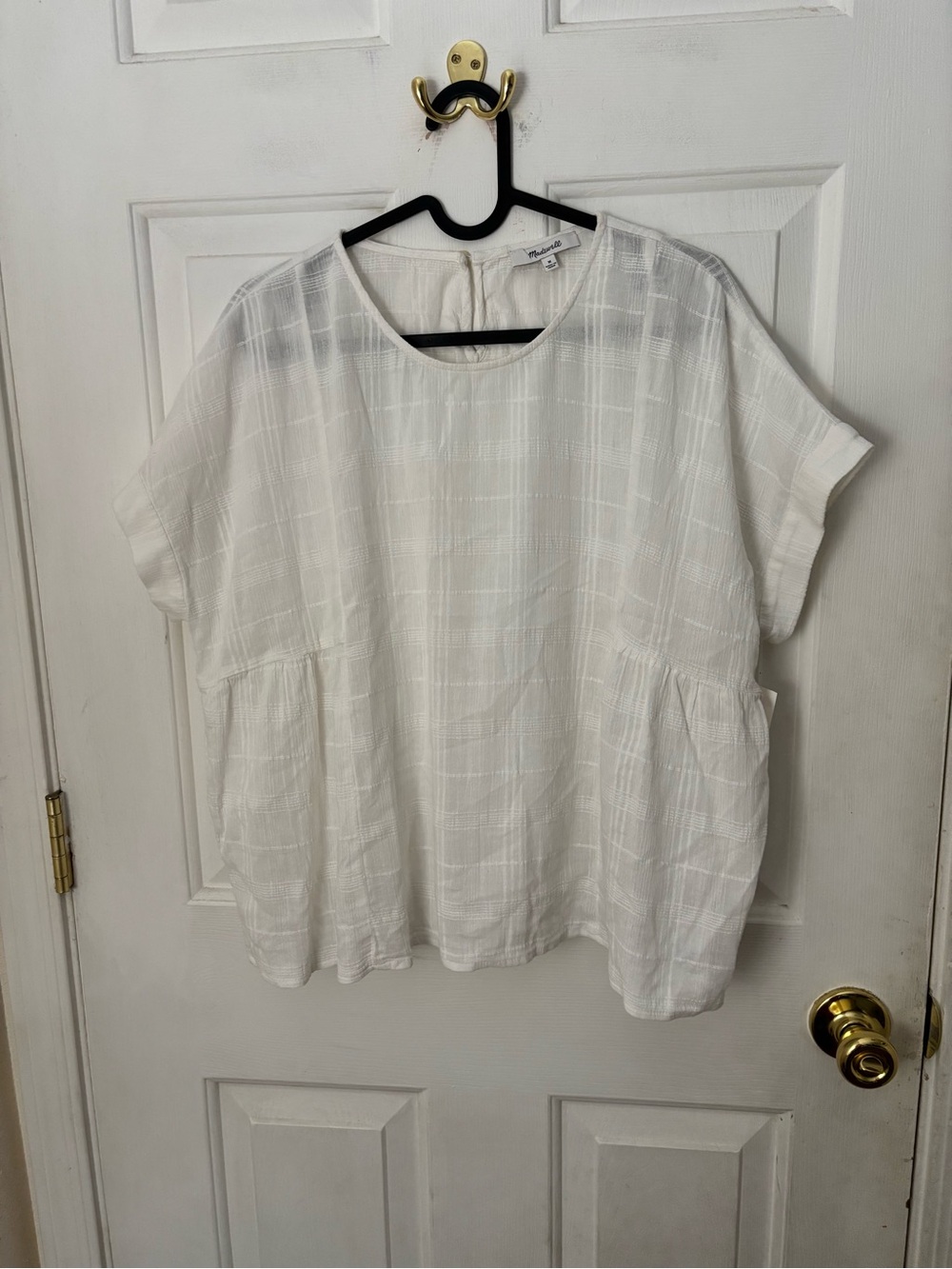 Madewell White Textured Short-Sleeve Tunic NWOT